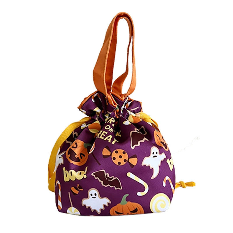 VIKAMA 12-Piece Halloween Gift Bags - Halloween Hand-Held Candy Bags - Satin Drawstring Bags Suitable for Festivals