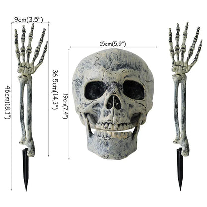 2025 Halloween Decoration Scary Skull Skeleton Hand Bone Realistic Skull Pile Yard Lawn Pile Garden Cemetery Home Decor