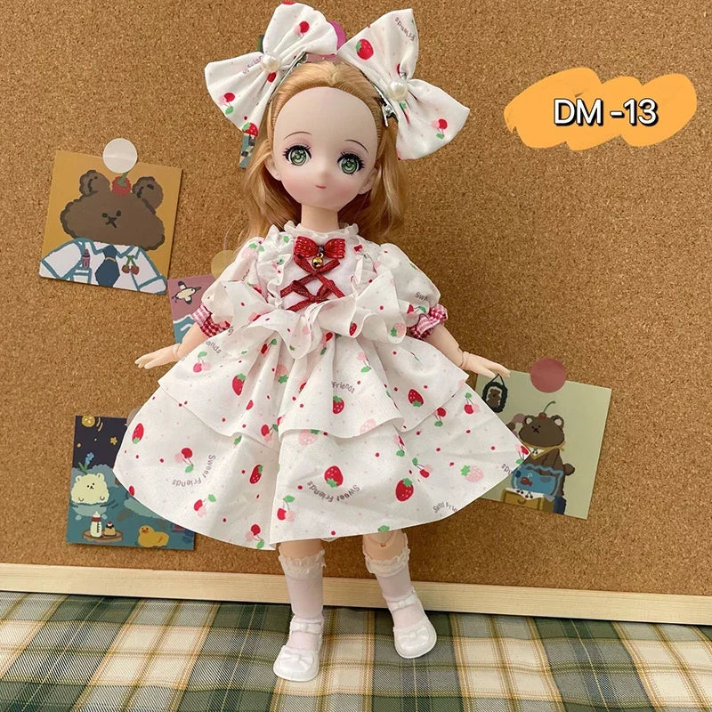 Fashion 30cm BJD Doll Anime Face Two-Dimensional Princess Doll (B) or Dress Up Clothes (A) Accessories Kids Girls Doll Toy Gift