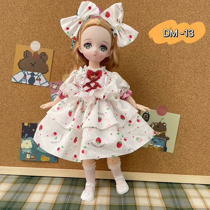 Fashion 30cm BJD Doll Anime Face Two-Dimensional Princess Doll (B) or Dress Up Clothes (A) Accessories Kids Girls Doll Toy Gift