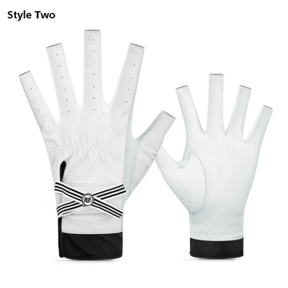 PGM 1 Pair Women Lambskin Leather Golf Gloves With Mark Ladies Breathable Open Finger Mittens Right and Left Hand Sport Gloves