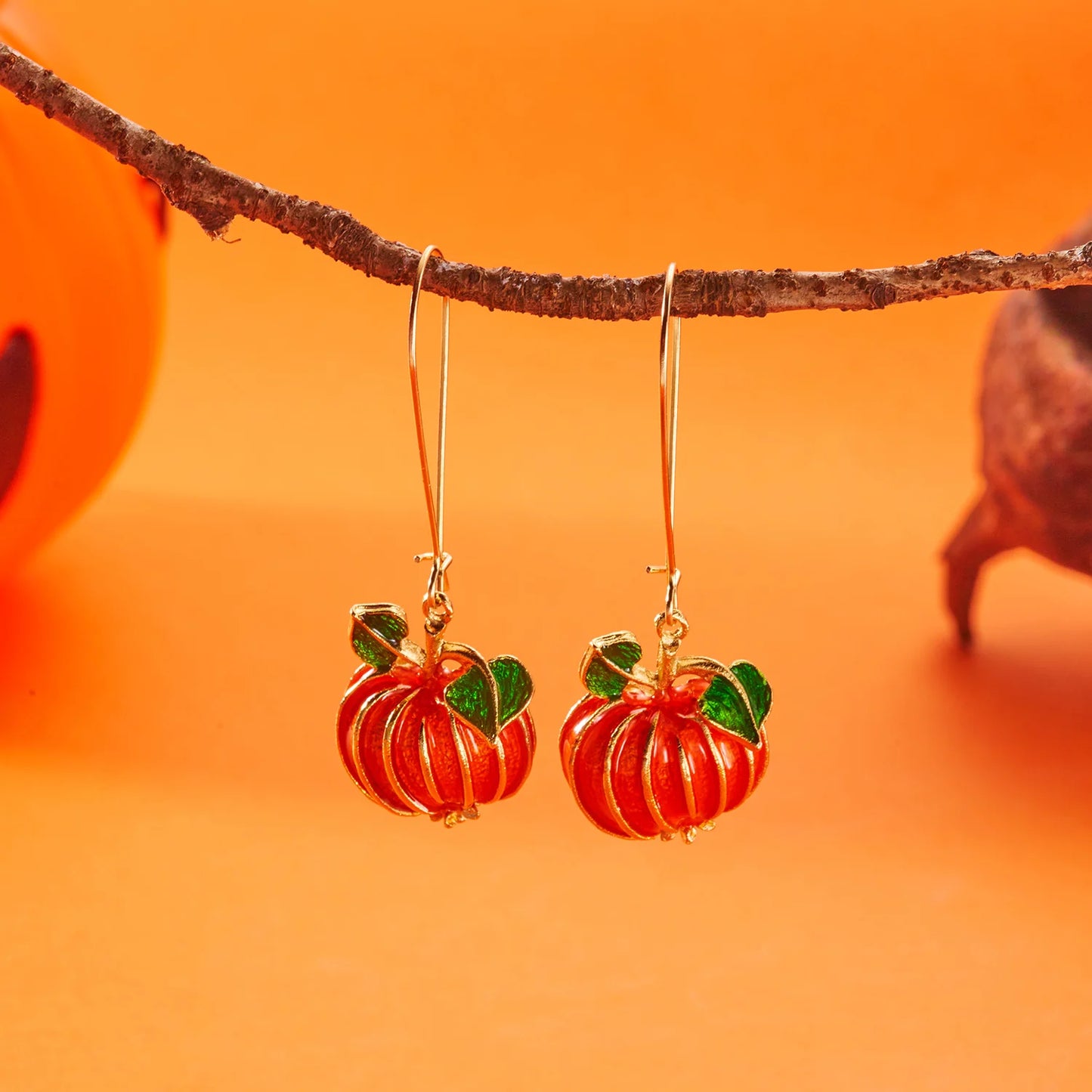 Halloween Cartoon Enamel Pumpkin Drop Earrings for Women Gothic Asymmetrical Skeleton Stud Earring Cosplay Party Jewelry Gift ﻿