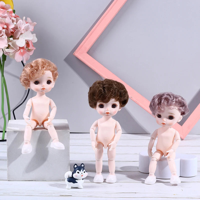 16cm Naked Body Mini 13 Movable Jointed Dolls Curly Hair Naked Body Doll DIY Toy Boy Dolls With Shoes for Children Birthday Gift