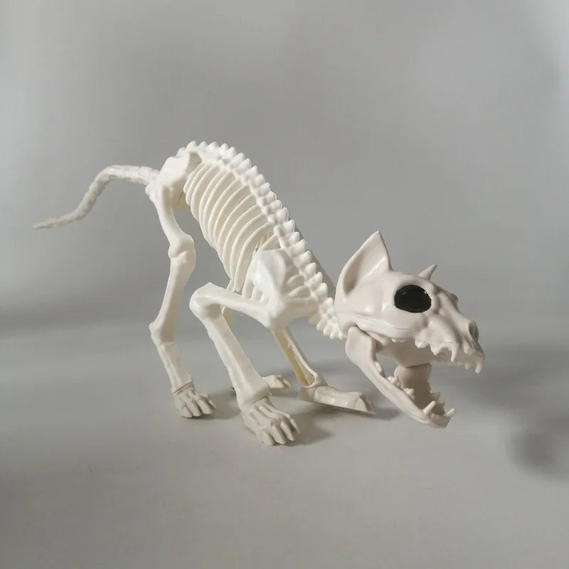 Halloween Animal Skeleton Cat and Mouse Skeleton Skeleton Model Halloween Horror Decoration Haunted House Decoration Props