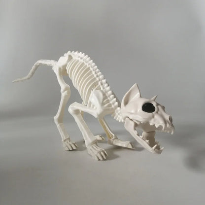 Halloween Animal Skeleton Cat and Mouse Skeleton Skeleton Model Halloween Horror Decoration Haunted House Decoration Props