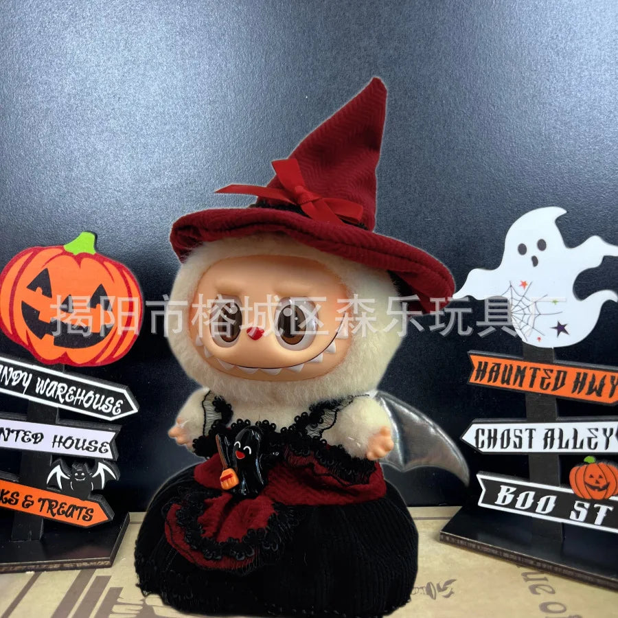 Only Clothing for Labubu Halloween Magical Witch Doll Costume Standing Posture 17cm Vinyl Doll Changing Doll Accessories Gift