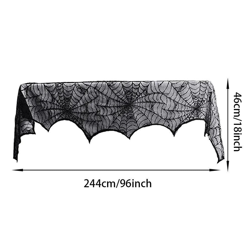 Halloween Tablecloth Table Cover Halloween Fireplace Decor Halloween Spider Web Tablecloth Halloween Party Decoration Supplies