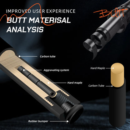 CRICAL CL-PRO Carbon Fiber Pool Cue Stick With 12.5mm Tip 3 * 8/8 Joint Pin  Low Deflection  for Professional 1/2 Billiard Cue
