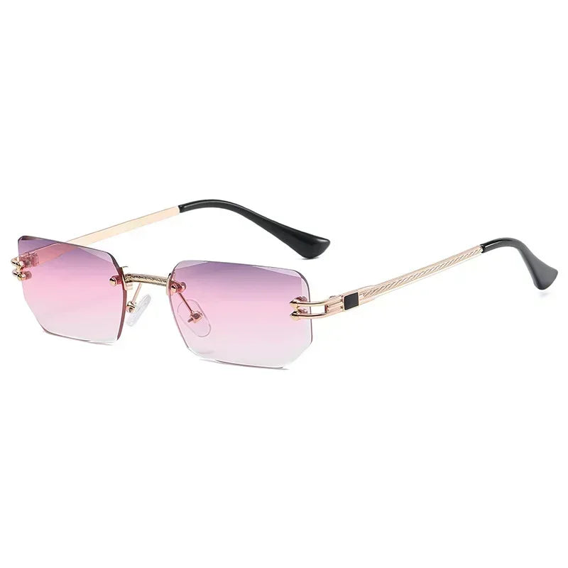 Unisex Small Rimless Sunglasses Man Woman Fashion Gradient Sun Glasses Eyewear Retro Luxury Brand Designer Traveling Shades