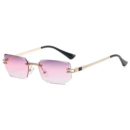 Unisex Small Rimless Sunglasses Man Woman Fashion Gradient Sun Glasses Eyewear Retro Luxury Brand Designer Traveling Shades