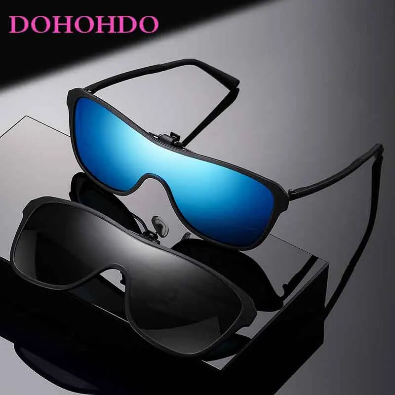 New Polarized Clip on Sunglasses 2022 Men Photochromic Car Driver Goggles Night Vision Glasses Anti Glare Square Glasses Oculos