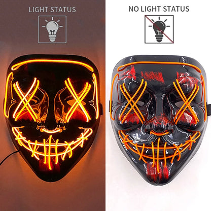 New Designed Glowing Halloween Party Mask Flashing LED Masks EL Neon Light Cosplay Mask Costume Props Glow Party Supplies