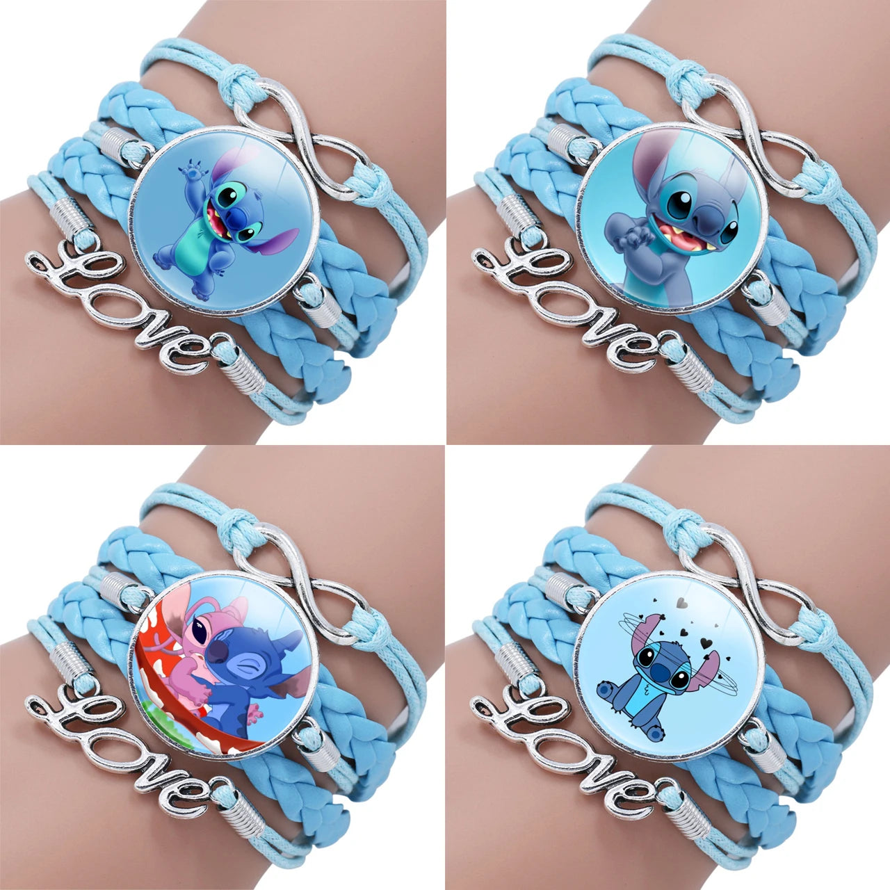 Disney Stitch Bracelet Cartoon Lilo & Stitch Anime Figures Print Cute Wristand Present Kids Toys Girls Christmas Party Gift Toy