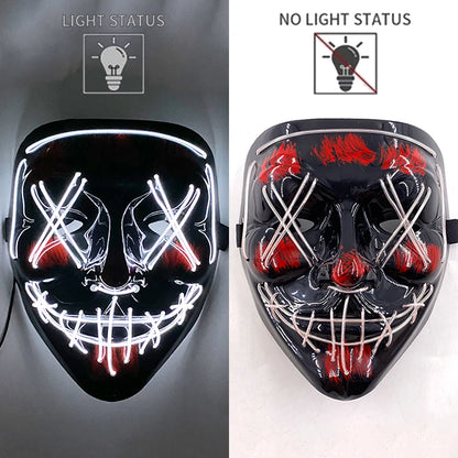 New Designed Glowing Halloween Party Mask Flashing LED Masks EL Neon Light Cosplay Mask Costume Props Glow Party Supplies