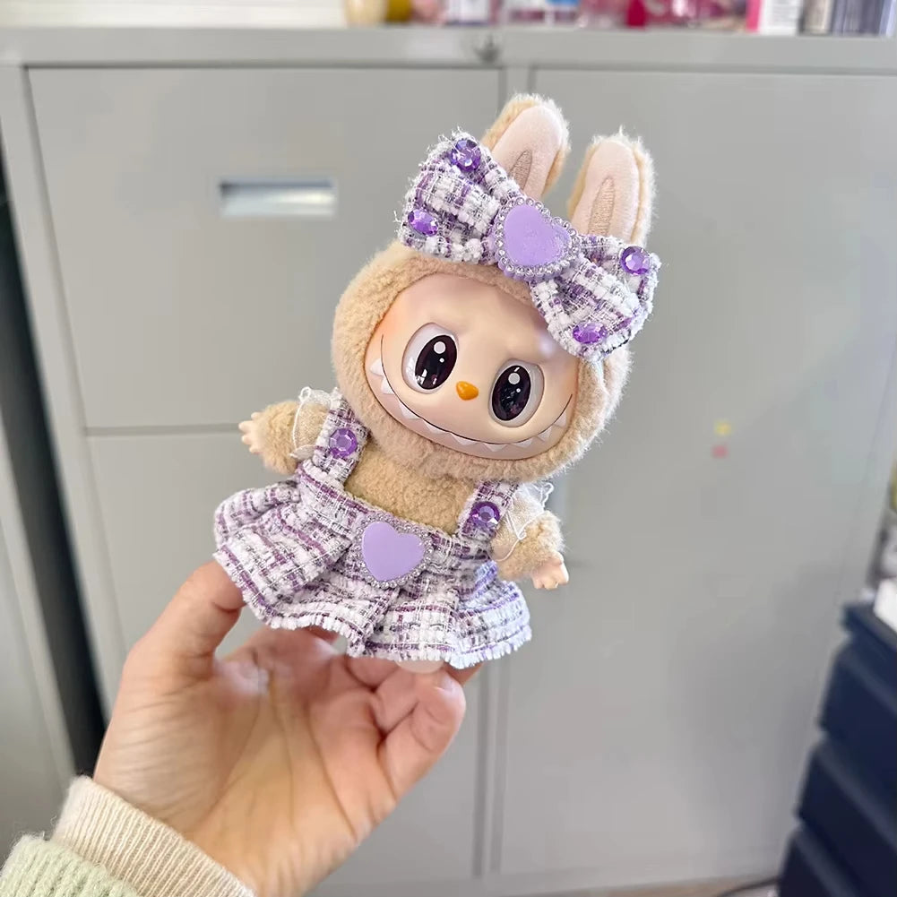 For 17cm Labubu V1 V2 Outfit Clothes Pendant Baby Clothes Strap Powder Love Fragrant Style Clothes Decoration Accessories