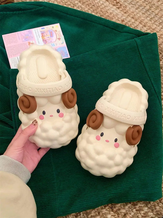 Parent Child Cute Lamb Slipper Shoes for Boys and Girls Eva Slippers Beach Children Sandals Summer Slides Shoes