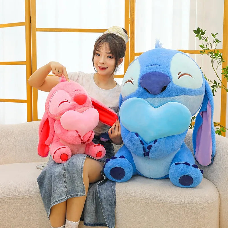 30cm Blue Pink Love Stitch Plush Toys Cartoon Lilo Stitch Doll Angel Plush Toy Cute Anime Soft Stuffed Children's Birthday Gift