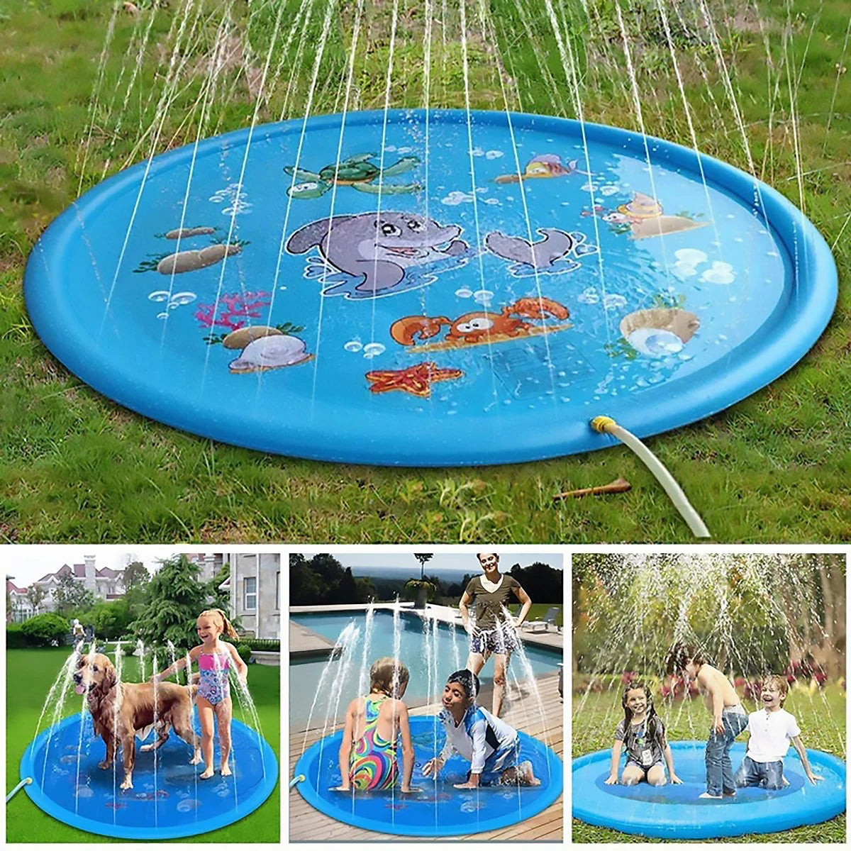170 CM Children Play Water Mat Summer Beach Inflatable Water Spray Pad Outdoor Game Toy Lawn Swimming Pool Mat Kids Toys