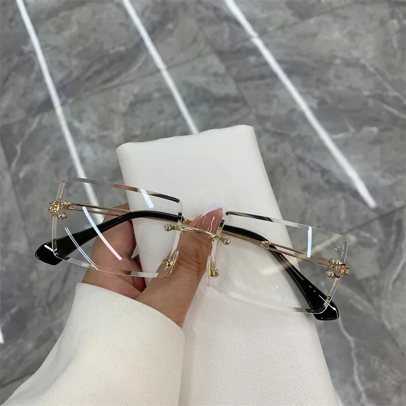 Unisex Small Rimless Sunglasses Man Woman Fashion Gradient Sun Glasses Eyewear Retro Luxury Brand Designer Traveling Shades