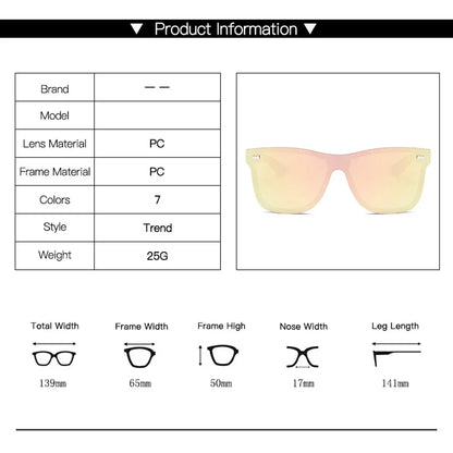 New Fashion Sunglasses One Piece Trend Personality Eyeglass Brand Design Protection Reflective Frameless Sunglassess UV400