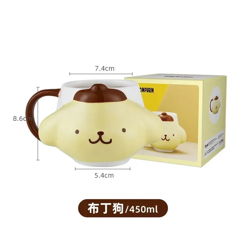 MINISO Sanrio Kuromi Creative Fun Embossed Mug Blanket Bear Yukui Dog Cute Soft Cute Shaped Ceramic Mugs