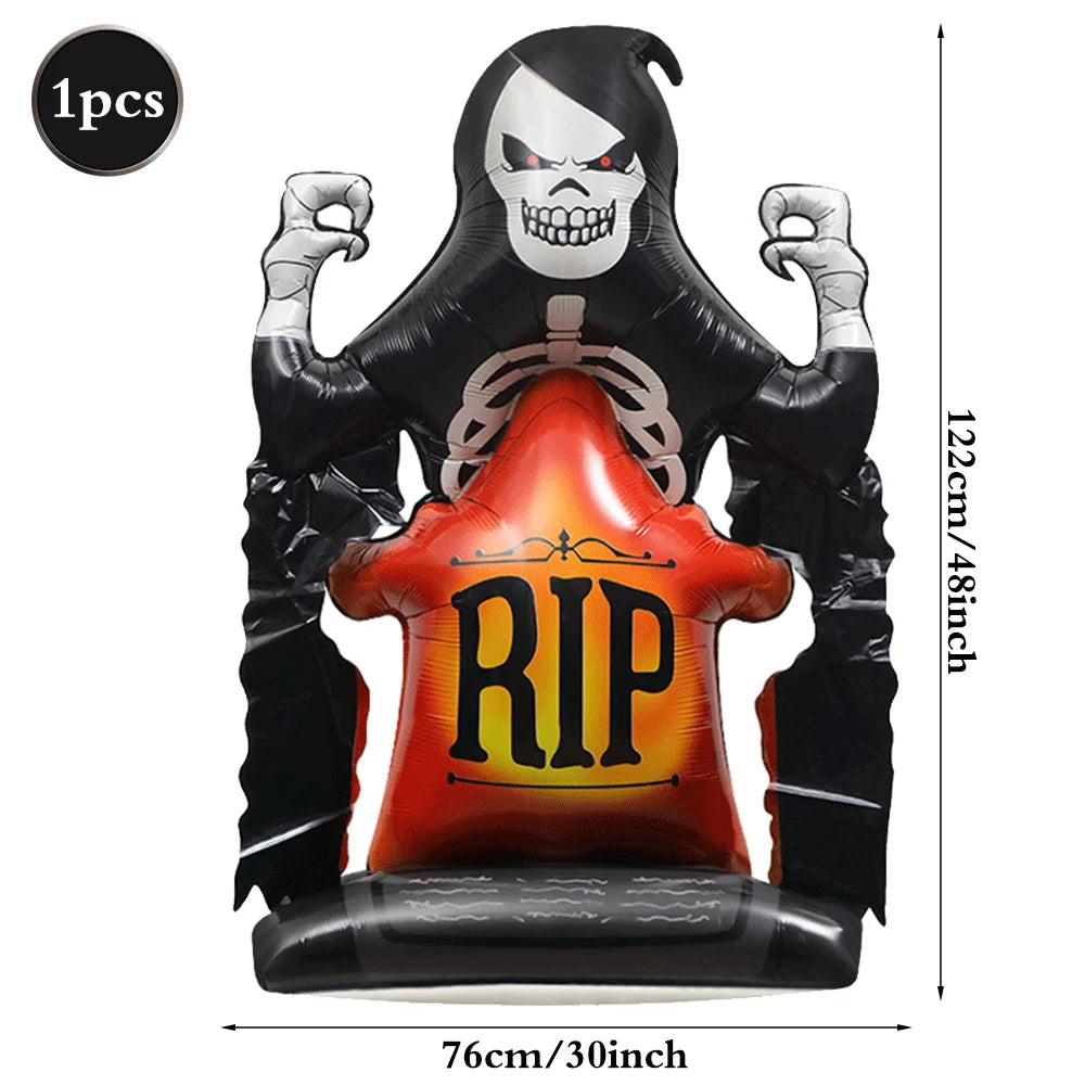 Halloween Decoration Balloons Large Witch Ghost Grim Reaper Tombstone Pumpkin Inflatable Foil Balloon Halloween Party Supplies
