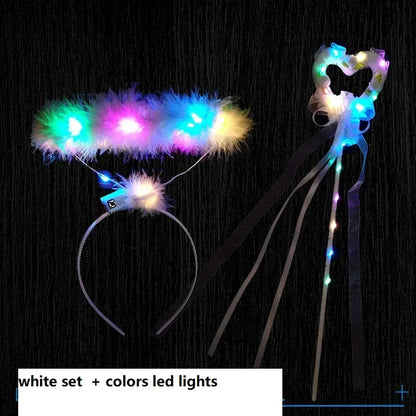Women Girl LED Glow Light Up Angel Feather Wing Fairy Wings Props Birthday Wedding Party Christmas Halloween Costume Cosplay