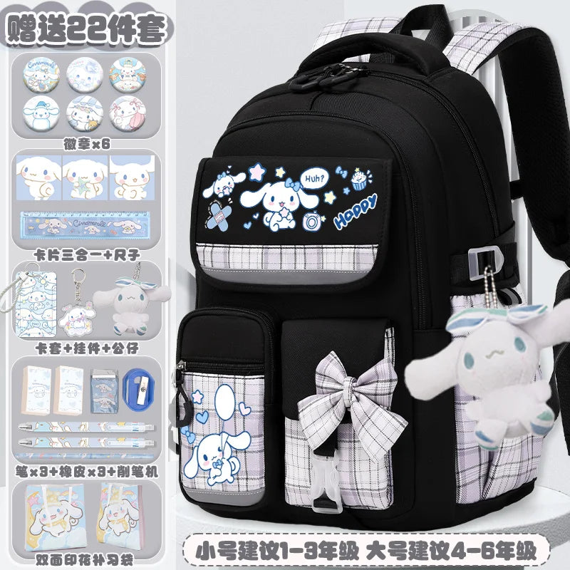 Sanrio Cinnamon Dog Cute Fashion Print School Bag for Primary School Students, Stylish Children's Back-To-School Backpack