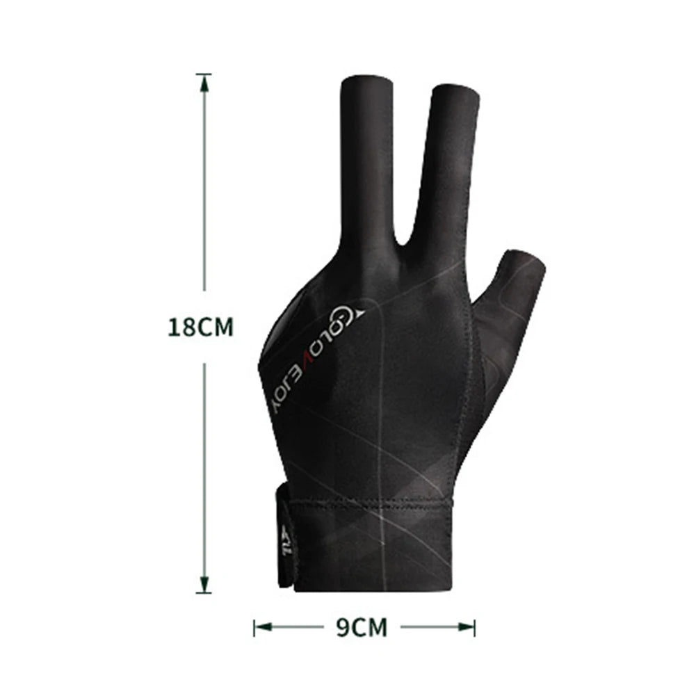 1Pcs Open Finger Billiard Gloves Antiskid Polyester Snooker Billiard Gloves Adjust Sticker Portable Lightweight Amateur Training