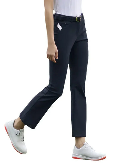 PGM Women Summer Golf Pants Ankles Cropped Fit Slim Elastic Flared Trousers Zip Pocket Waterproof Lady Golf Clothing KUZ128