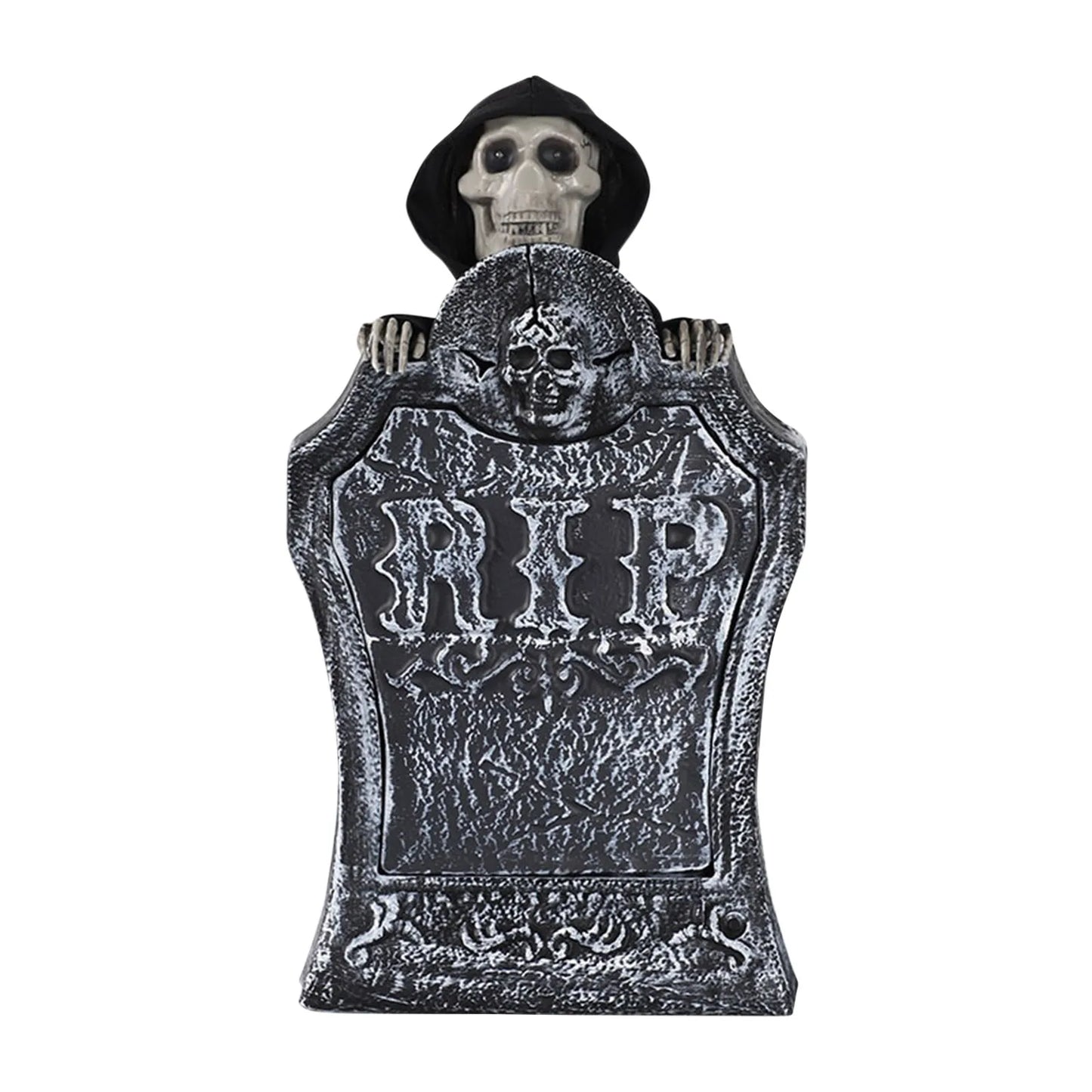 Halloween Haunted House Decor Horror Tombstone Adjustable Lifting Sound and Light Tombstone Halloween Garden Decoration Props