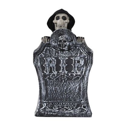 Halloween Haunted House Decor Horror Tombstone Adjustable Lifting Sound and Light Tombstone Halloween Garden Decoration Props