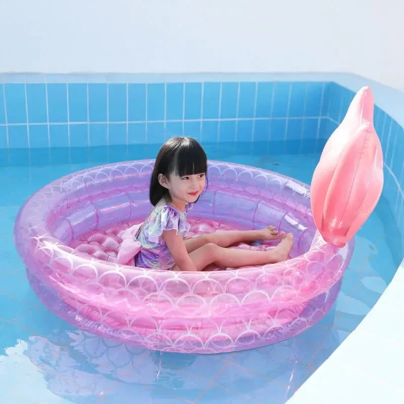 New Mermaids Inflatable Pool Bathing Kids Summer Home Outdoor Swimming Pool Inflatable Square Swimming Pool for Kids Gifts Girl