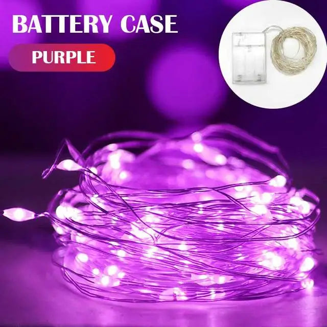 5 Colors LED Outdoor Light String Fairy Garland Battery Power Copper Wire Lights for Christmas Festoon Party Wedding