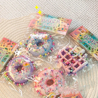Mini Simulation Cartoon Donut Cat Paw Waffle TPR Pinch Squeeze Toys Slow Rebound Decompression Stress Relief Soft Plastic Toys