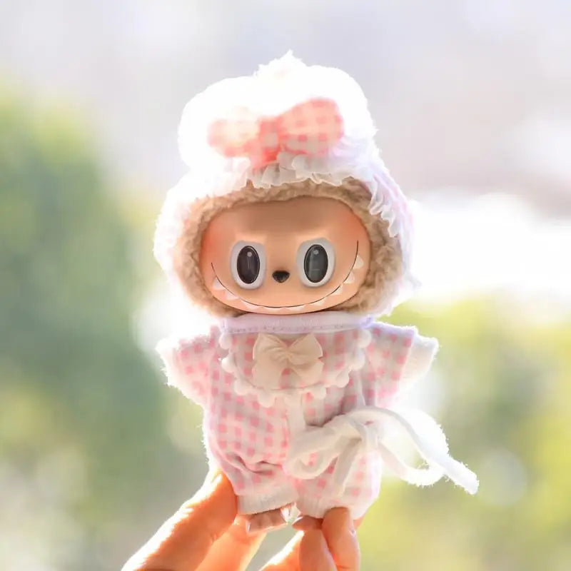 17cm Mini Plush Doll'S Clothes Outfit Accessories for Korea Kpop Exo Labubu Idol Plaid Floral Pajamas Clothing Gift