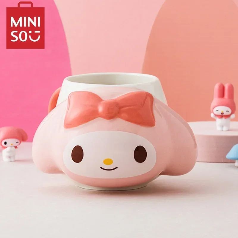 MINISO Sanrio Kuromi Creative Fun Embossed Mug Blanket Bear Yukui Dog Cute Soft Cute Shaped Ceramic Mugs