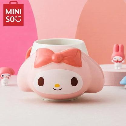 MINISO Sanrio Kuromi Creative Fun Embossed Mug Blanket Bear Yukui Dog Cute Soft Cute Shaped Ceramic Mugs