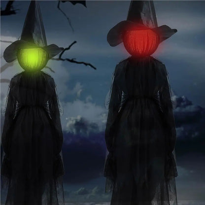 3pcs Scary Screaming Glowing Witch Halloween Yard Garden Sound Activated Sensor Light-Up Witches With Stakes Halloween Decora