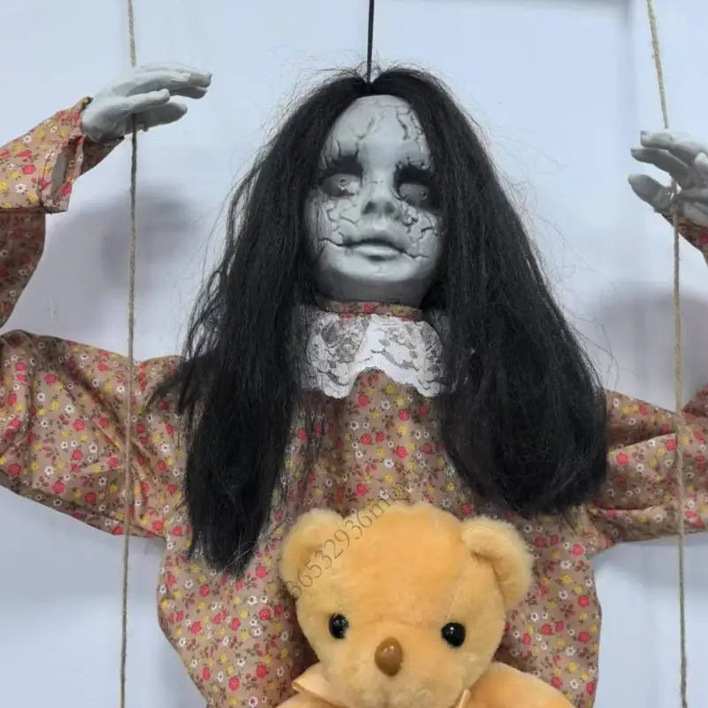 K43D Scary Halloween Decorations Sound Activated Swinging Ghostly Doll With Light Up Eye for Garden Yard Indoor and Outdoor