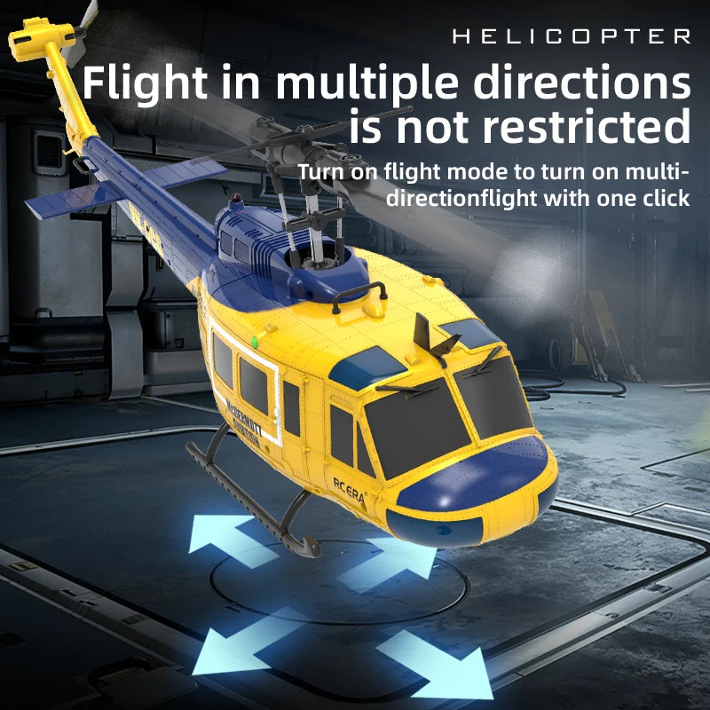 C032 UH-1 Brushless RTF RC Helicopter 6-Axis Gyroscope One Click 3D Flip Optical Flow Positioning UH1 Helicopter Model Hobby Toy