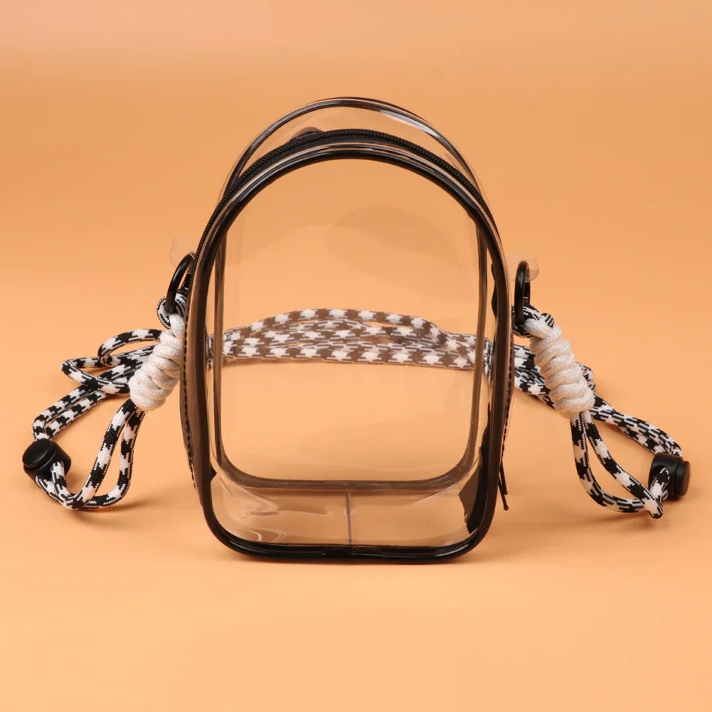 For 15cm Labubu V2 Sitting Party Cotton Doll Crossbody Pain Bag Pvc Storage Bag Hairball Dolls Display Bag (No Dolls)
