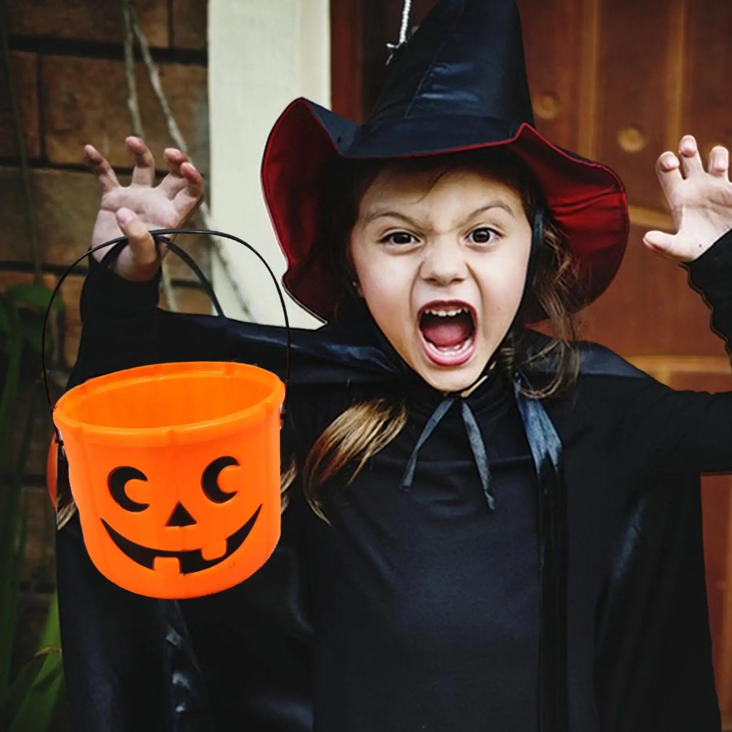 Halloween Bucket Candy Basket Pumpkin Pails Pumpkin Face Halloween Trick Treat Bucket Portable Candy Basket or Halloween Candy