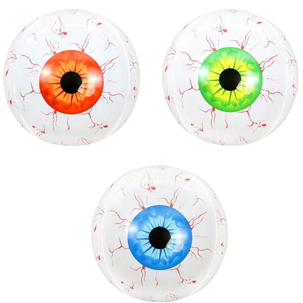 3pcs 55cm/22 Inch Halloween Inflatable Eyeball Balloons Set, Outdoor Party Decorations, Halloween Theme Supplies