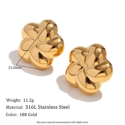 MamacitaSlay Simple Rotating Petals Gold Plated Earrings Waterproof Jewellery Women Girls Women's Accessories Trend 2024 Pusheen