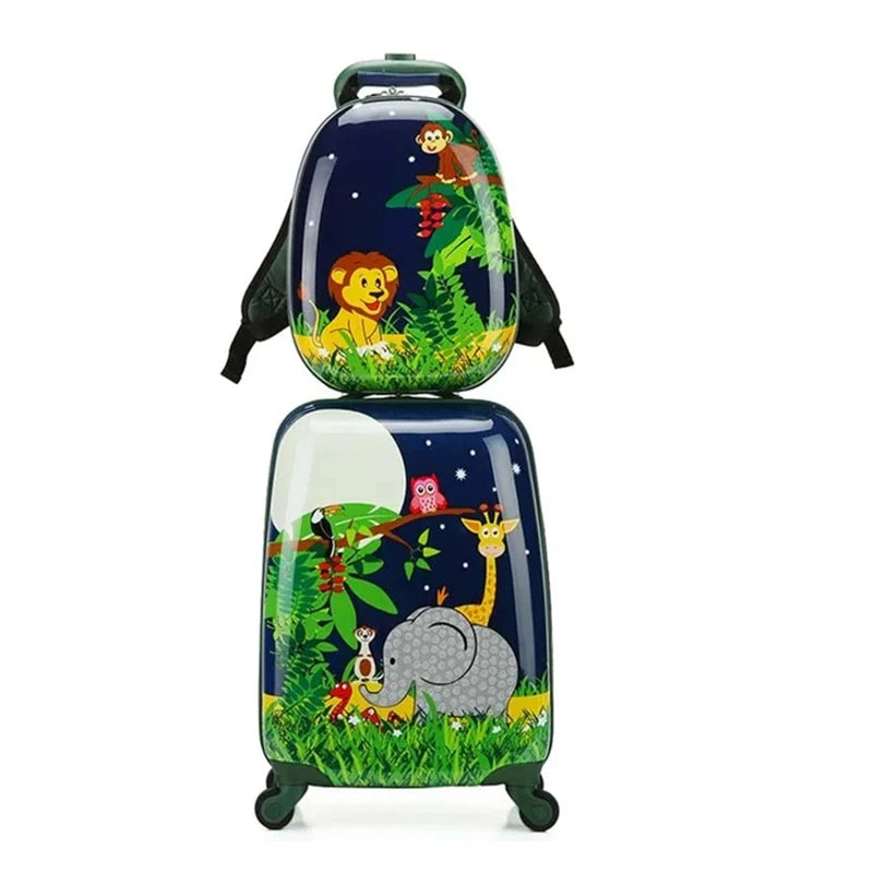 Children Trolley Rolling Luggage 18 Inch Universal Wheel Cartoon Dinosaur Suitcase 13 Inch Travel Bag Backpack Drag Box for Kids