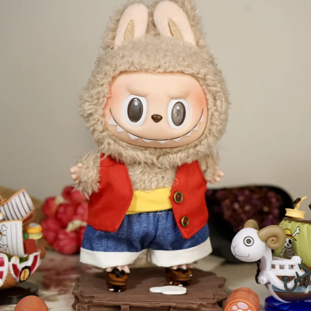 Labubu Anime Character Red Vest Set Trendy Pendant Clothing, Labubu Accessories (No Dolls)