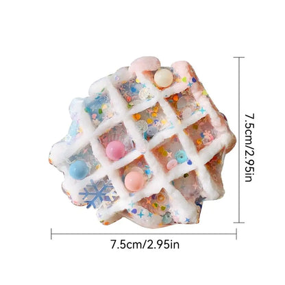 New Colorful Waffle Burgers Donut Squishys Stress Relief Toy Fashion Sequin Glitter Toys for Girl Soft Anti Anxiety Fidget Toy