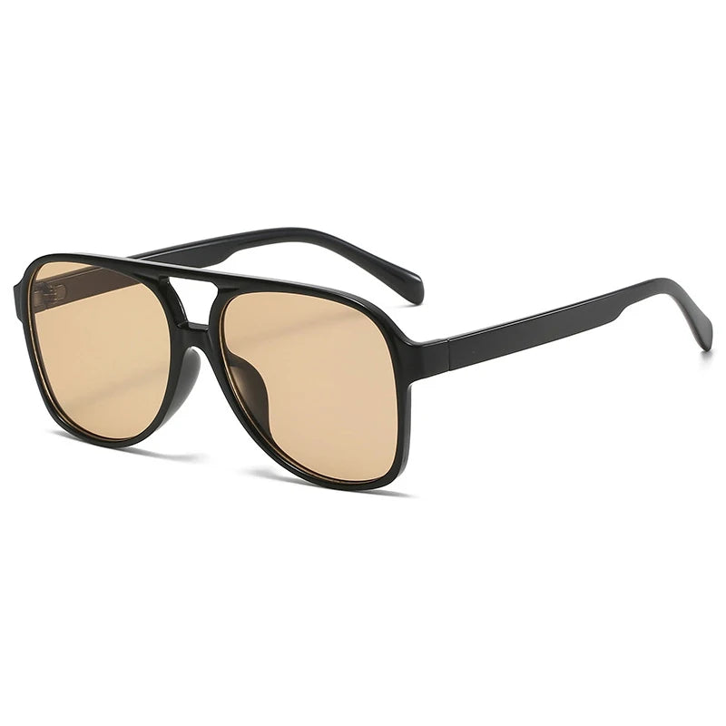 Fashion Pilot Oversized Sunglasses Woman Personality Double Bridges Sun Glasses Female Retro Leopard Orange Mirror Eyewear