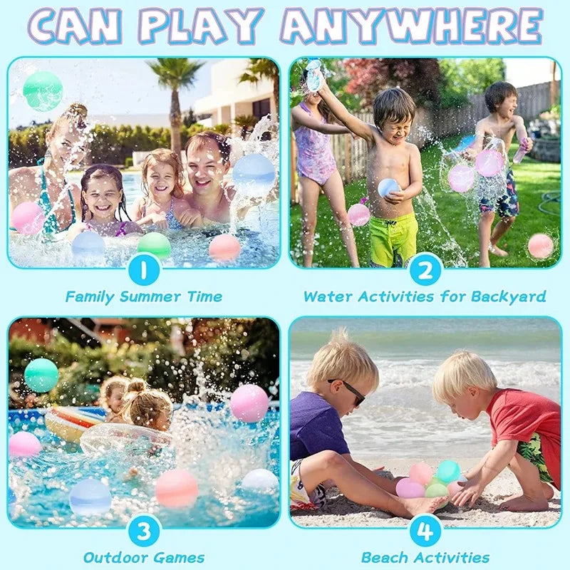 10 Pcs Reusable Water Balloons for Kids Adults Outdoor Activities, Kids Pool Beach Bath Toys Water Bomb for Summer Games